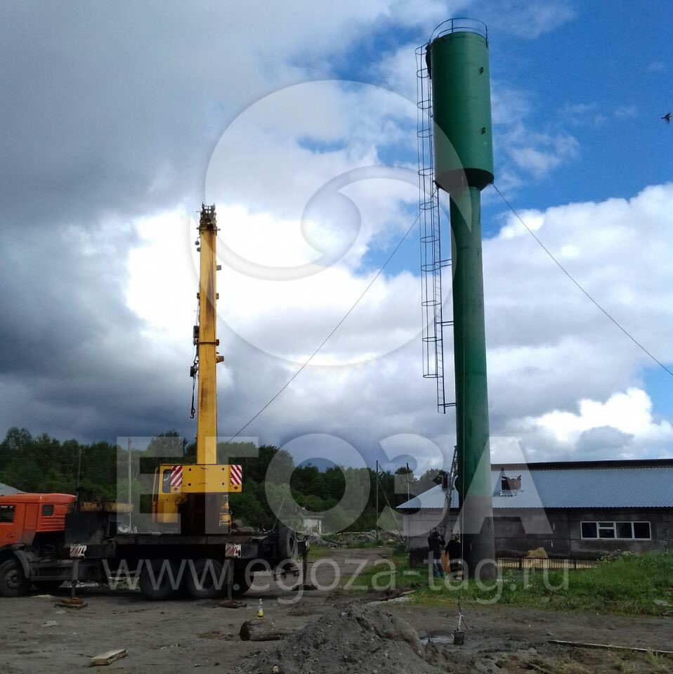 Установка водонапорной башни Установка водонапорной башни